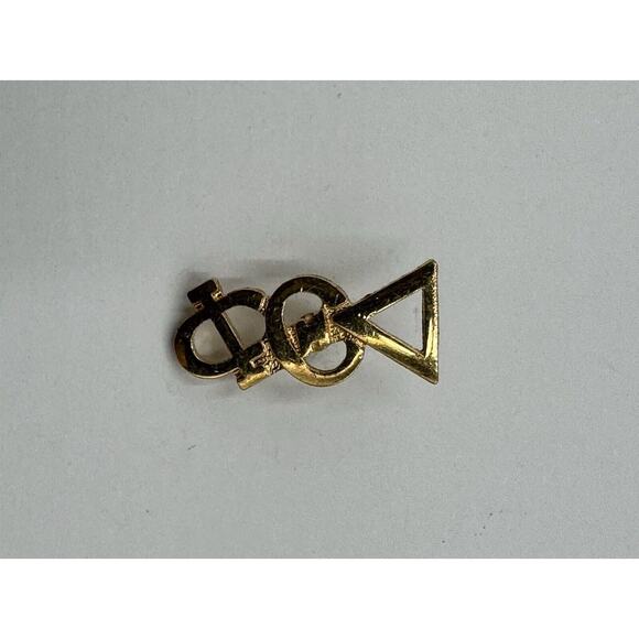 Vintage Delta Theta Phi Gold Colored Lapel Pin Fraternity Sorority Pledge Greek - Picture 1 of 3